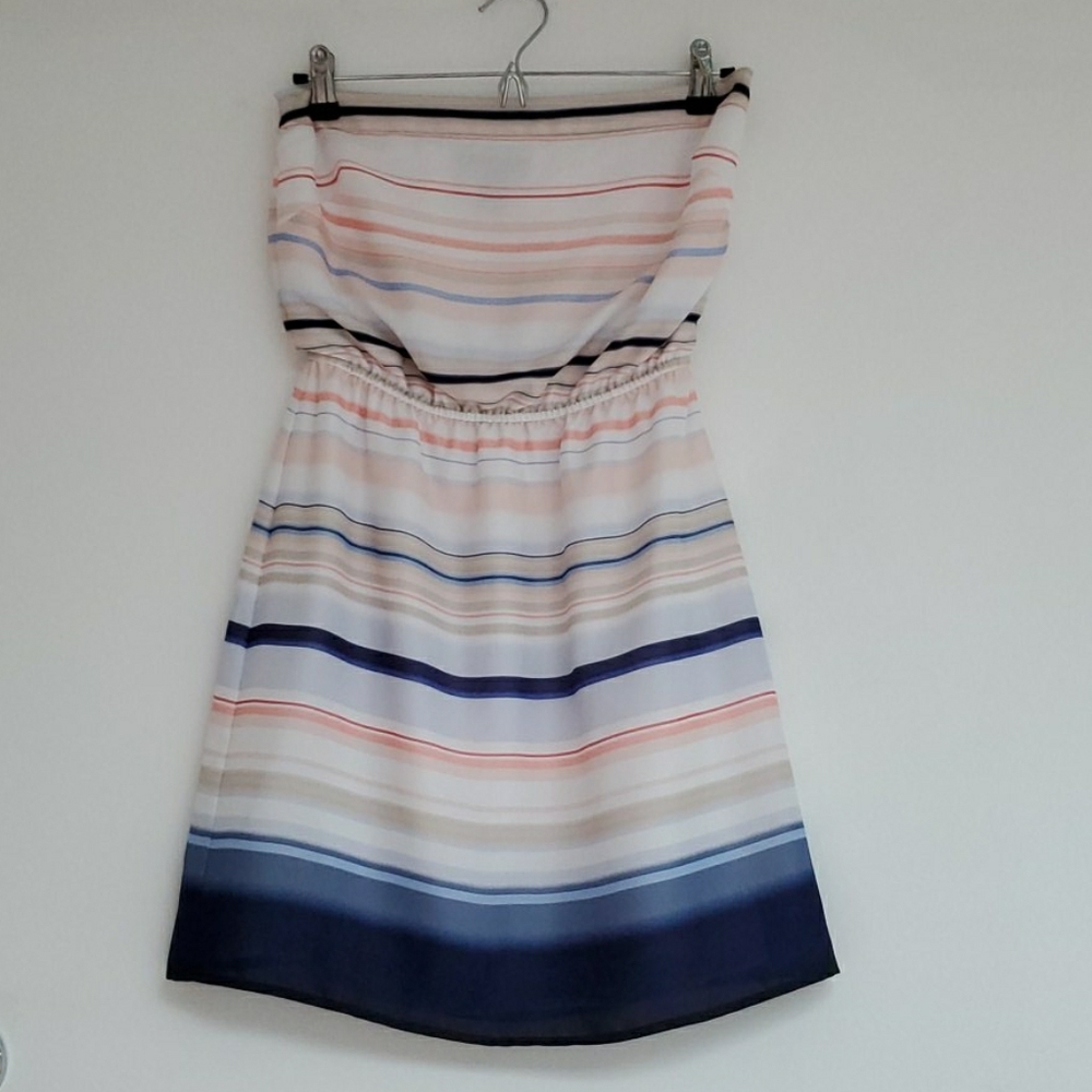 NWOT WHBM XS Striped Strapless Blouson Dress